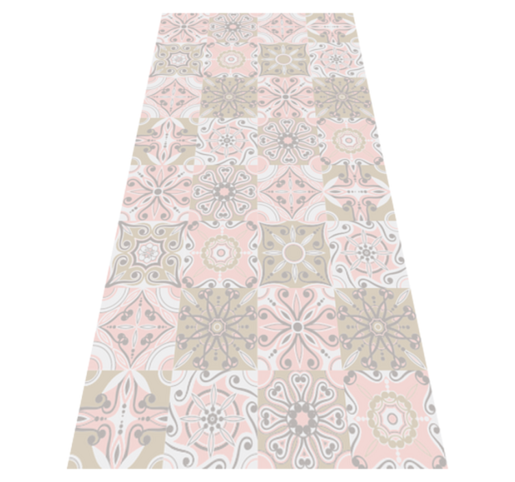 Pink and grey tile bathroom vinyl rug - TenStickers