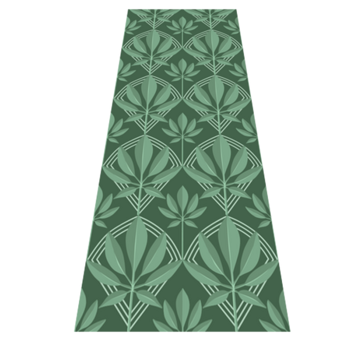 Bathroom vinyl rug in art deco green leaves - TenStickers