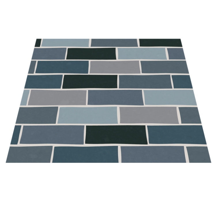 Bathroom vinyl rug in stone gray brick pattern - TenStickers