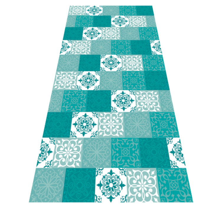 Bathroom vinyl rug in turquoise tile design - TenStickers