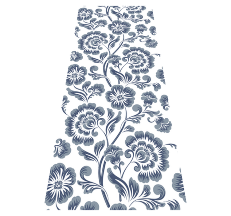 Bathroom vinyl rug with blue flowers on white background - TenStickers