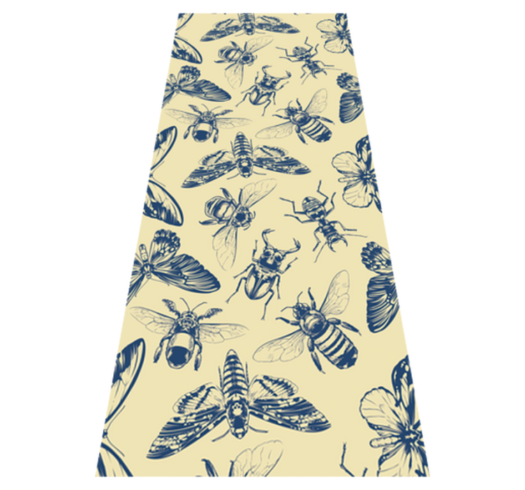 Bathroom vinyl rug with blue and yellow bee pattern - TenStickers