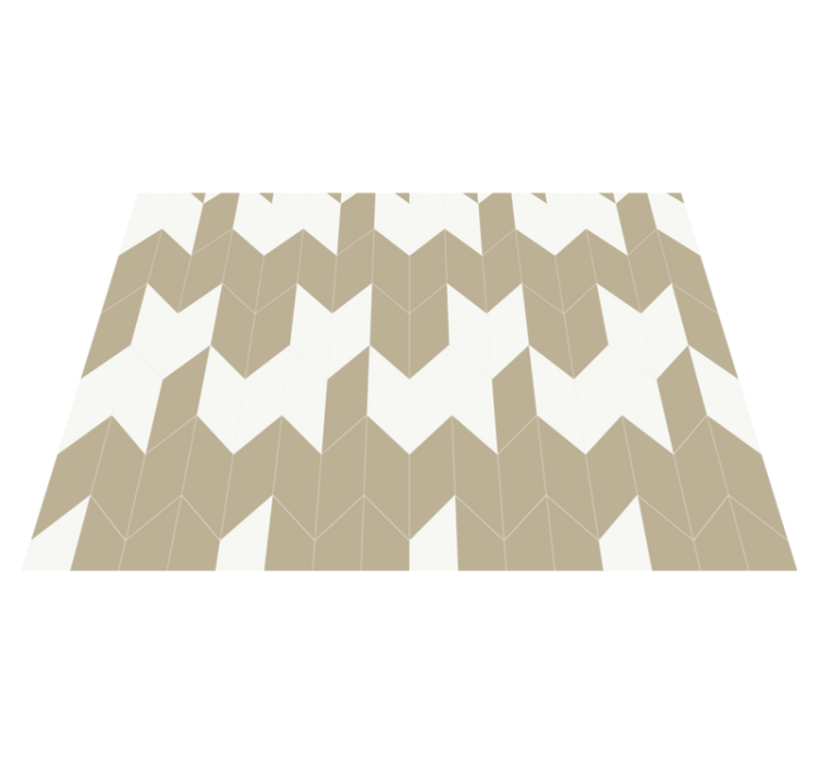 Bathroom vinyl rug in white and beige geometric pattern - TenStickers