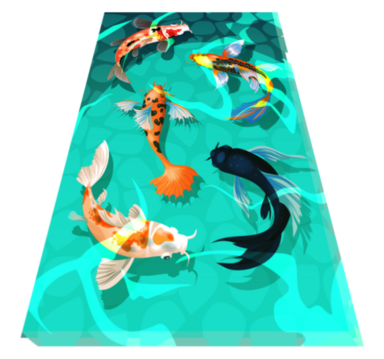 Bathroom vinyl rug koi shower design - TenStickers
