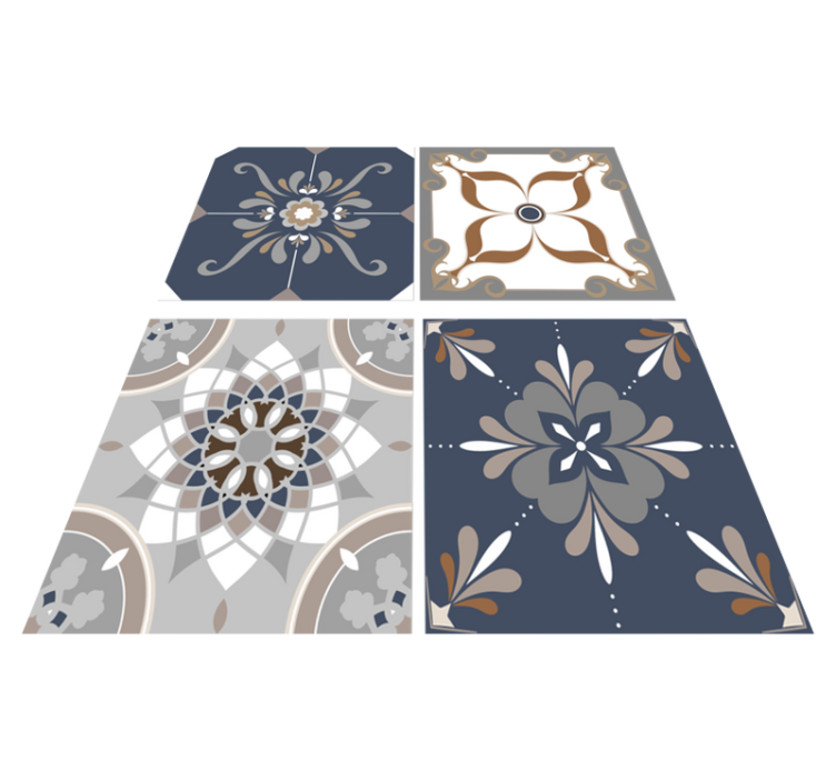 Bathroom vinyl rug classic flowers design - TenStickers