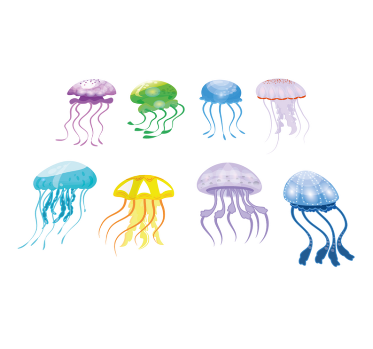 Jellyfish colours bathroom vinyl rug - TenStickers