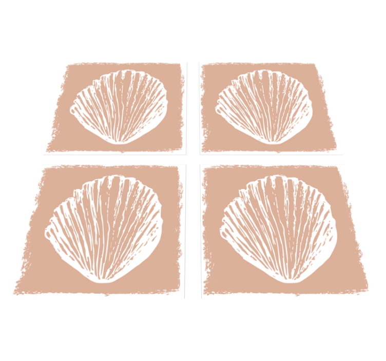 Bathroom vinyl rug retro seashell pattern beige tiles - TenStickers