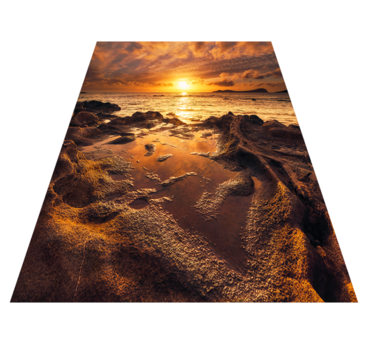 Bathroom vinyl rug cloudy sunset landscape - TenStickers