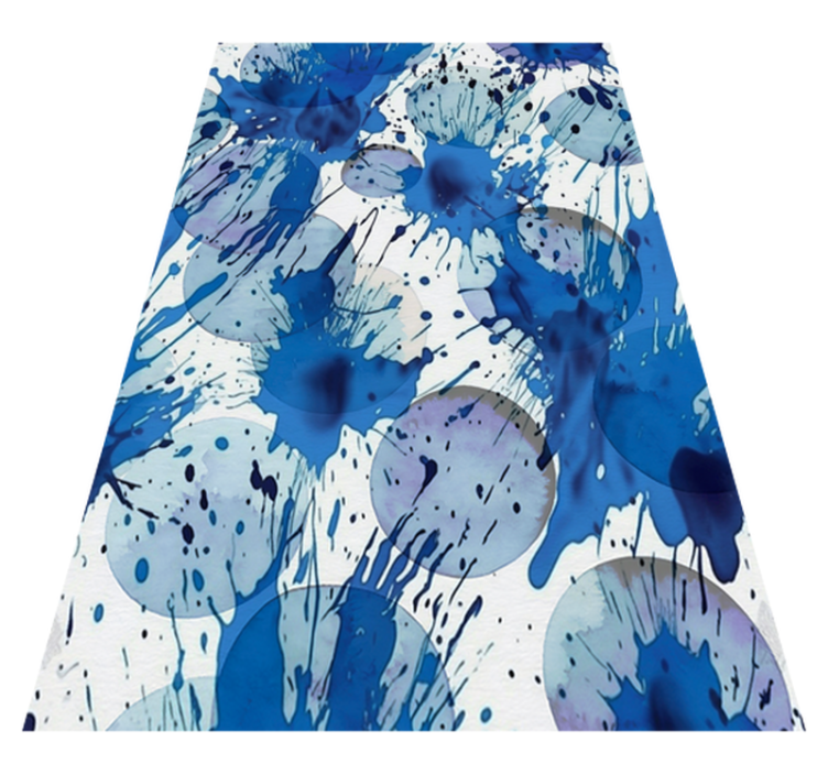 Bathroom vinyl rug blue ink circles - TenStickers