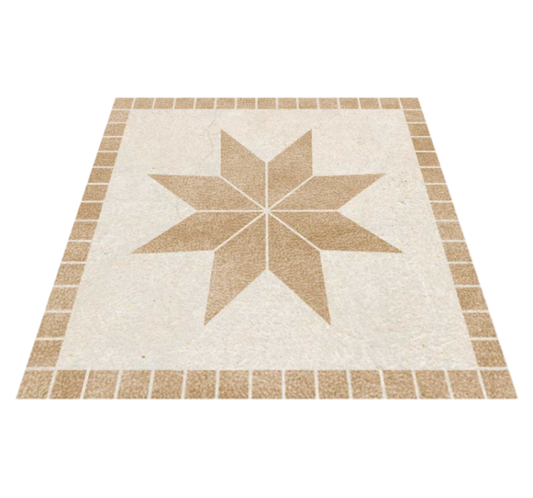 Bathroom vinyl rug in brown star tile design - TenStickers