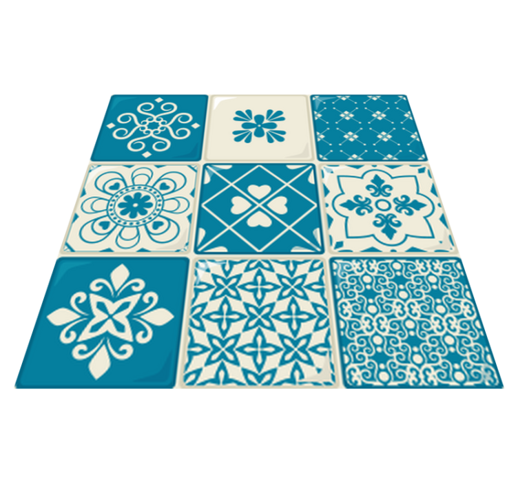 Gray and blue pattern bathroom vinyl rug - TenStickers