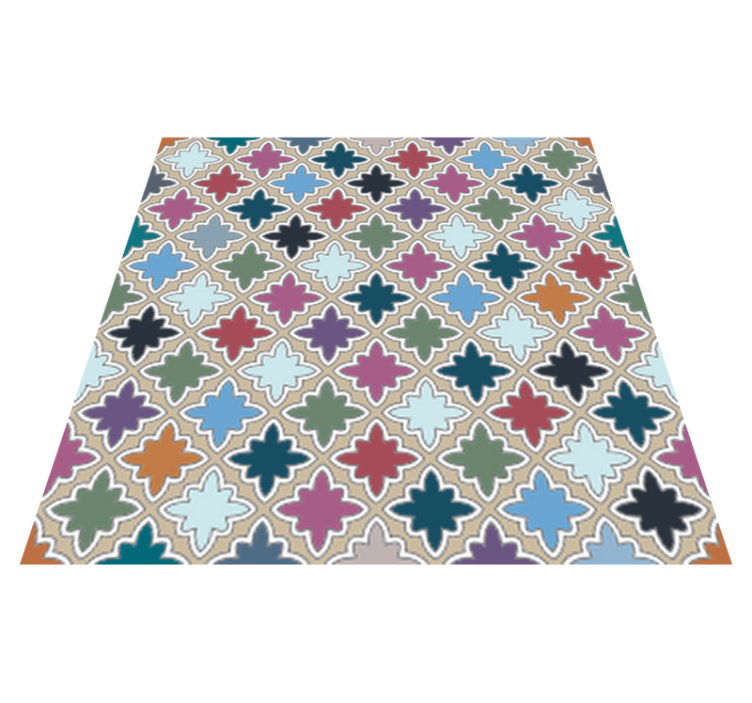 Colorful vintage irregular tile pattern bathroom vinyl rug - TenStickers