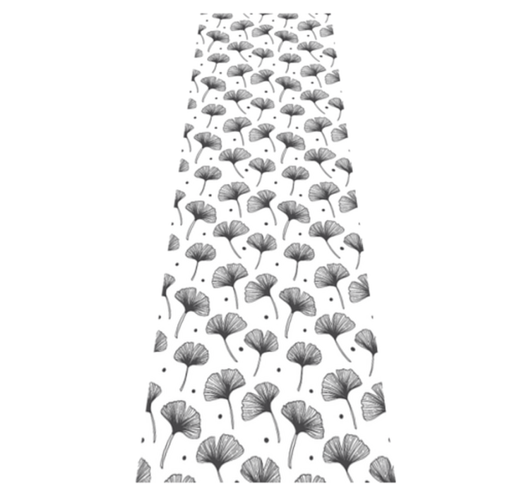 Gingko leaves white pattern bathroom vinyl rug - TenStickers