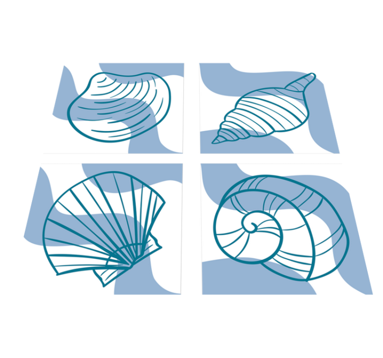 Bathroom vinyl rug with seashell pattern tiles - TenStickers