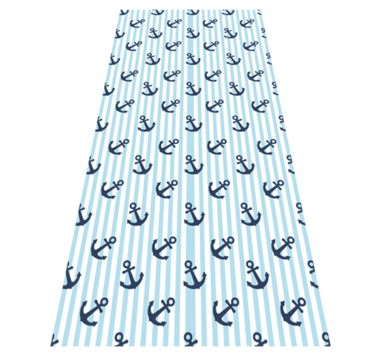 Bathroom vinyl rug with navy blue vertical stripes - TenStickers