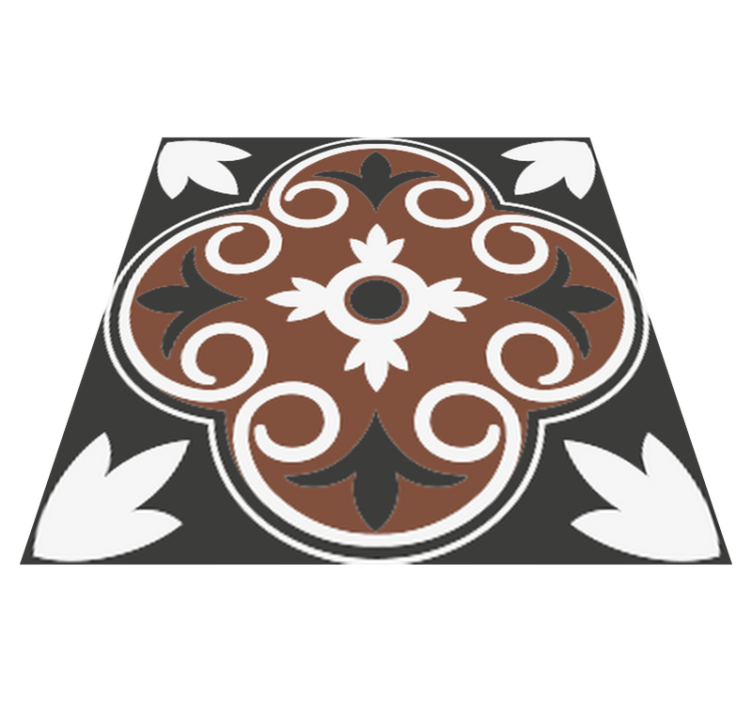 Bathroom vinyl rug in gray and brown vintage pattern - TenStickers