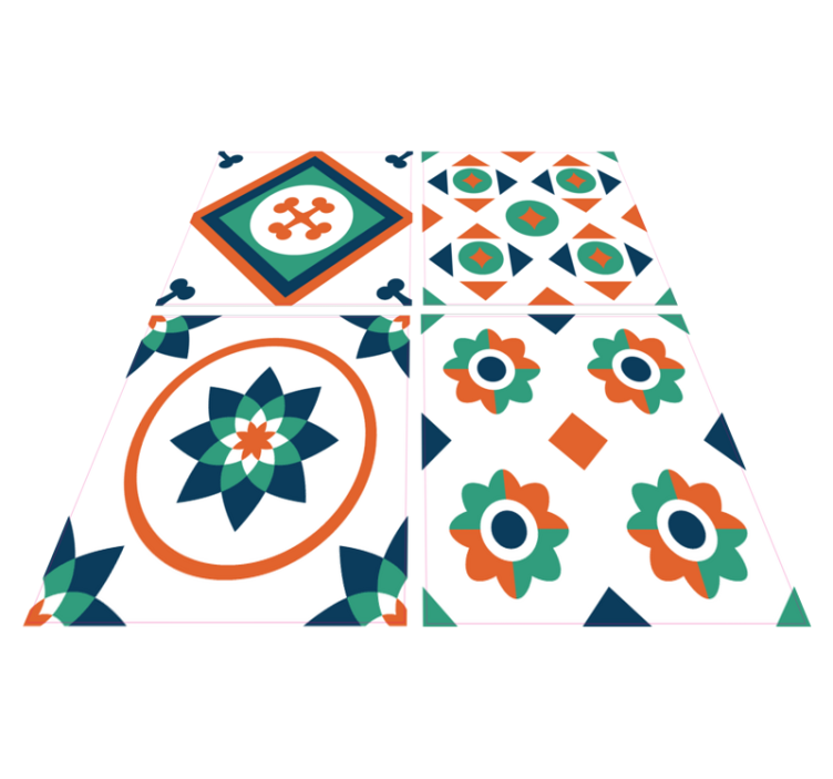 Bathroom vinyl rug with geometric tiles design - TenStickers