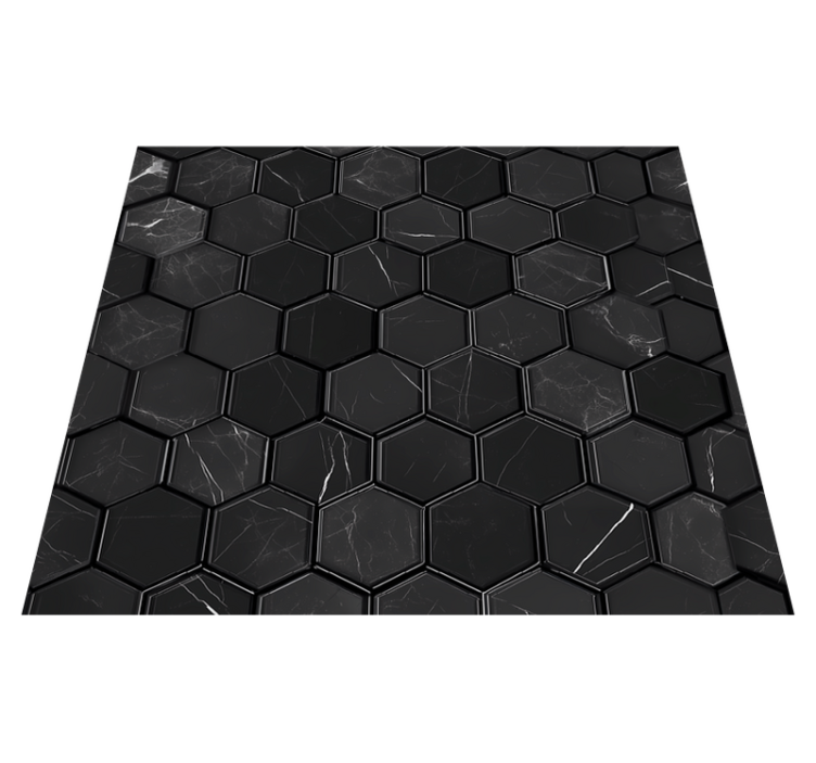 Bathroom vinyl rug in black hexagon pattern - TenStickers