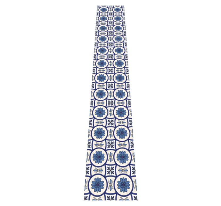 Kitchen vinyl rug featuring blue flower portuguese tile - TenStickers