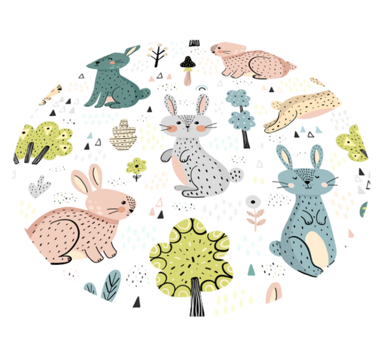circular bunny illustrative nursery rugs - TenStickers