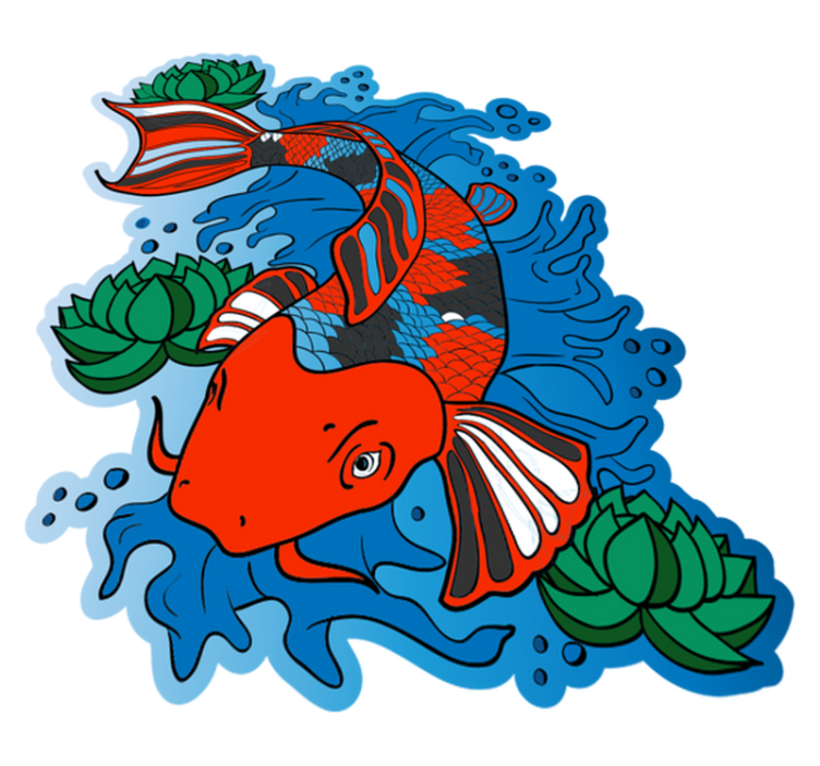 Colorful Koi Fish Illustration animal mat - TenStickers