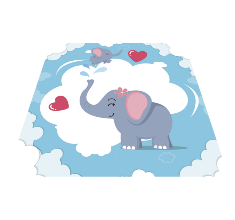 amazing heart and elephants babies vinyl rug - TenStickers