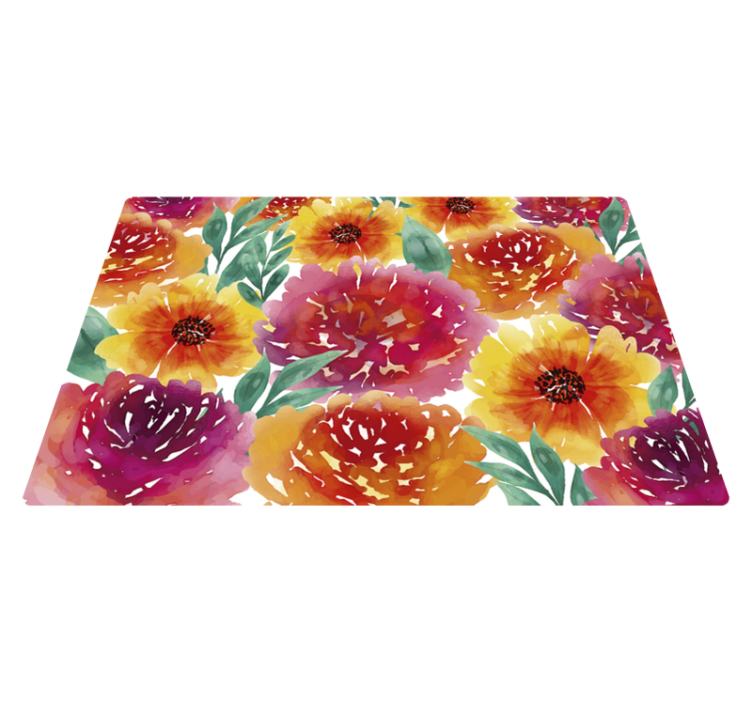 Floral Watercolor floral vinyl rug - TenStickers