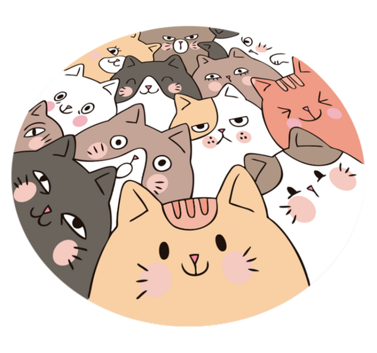 Marvellous round cats kids vinyl rug - TenStickers