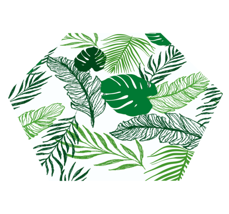 Tropical Foliage Hexagon floral vinyl rug - TenStickers
