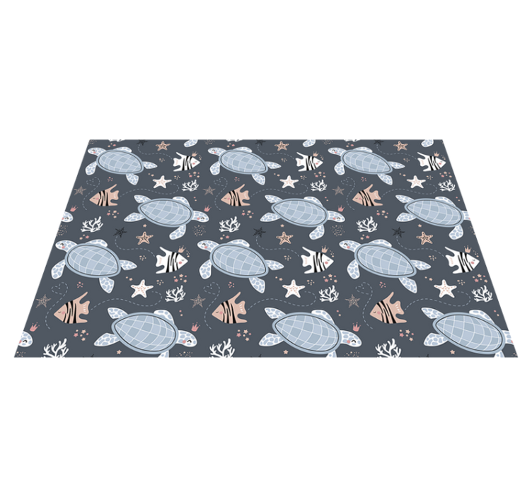Turtles and fish under sea animal vinyl rug - TenStickers