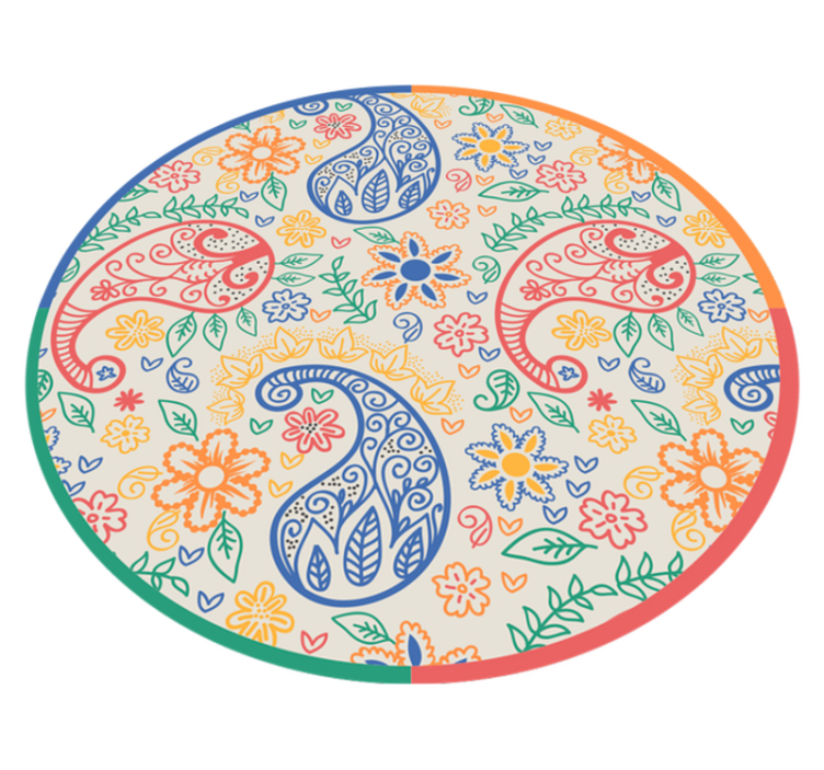 Floral Paisley Motifs floral vinyl rug - TenStickers