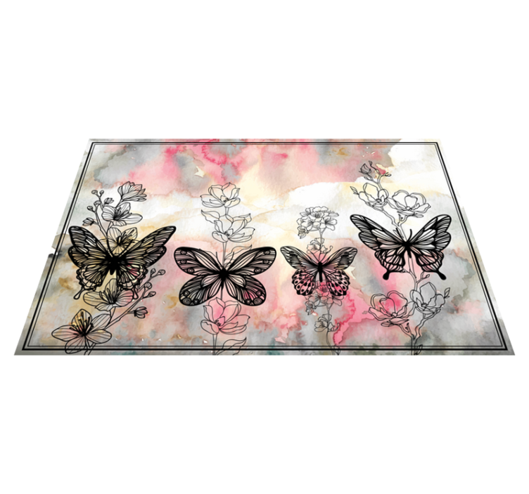 Butterfly Floral Pattern floral vinyl rug - TenStickers