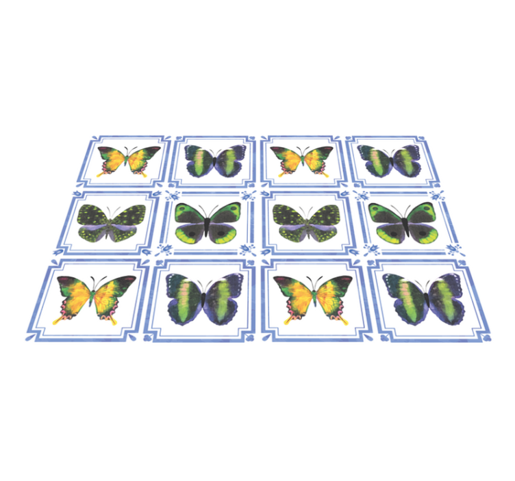 colourful butterfly tiles animal rug - TenStickers