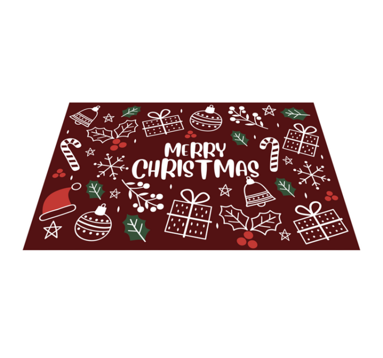 Festive Holiday Symbols Christmas vinyl rug - TenStickers
