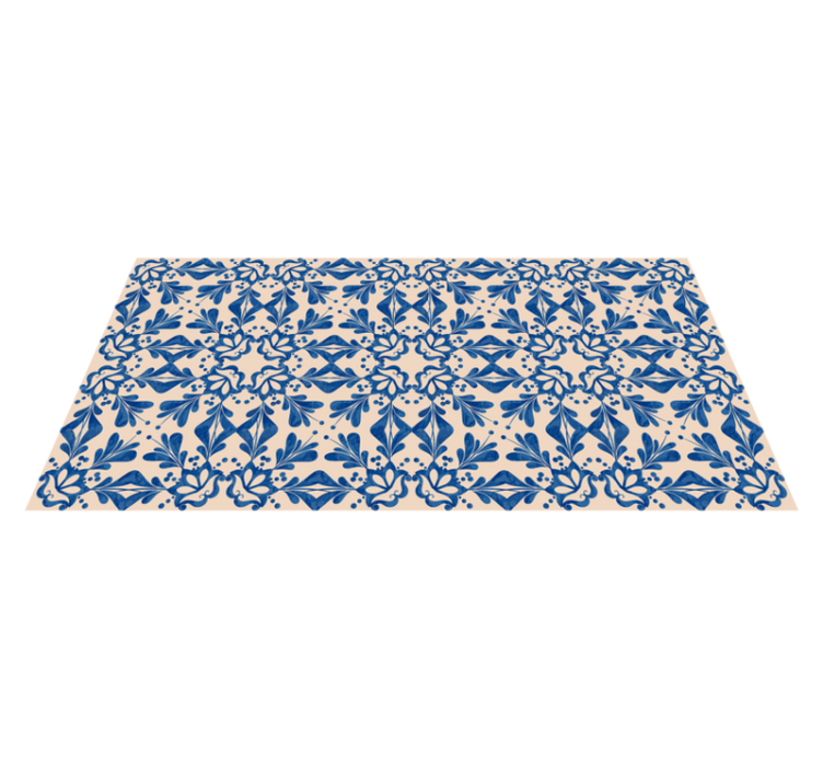 Blue beige mosaic vinyl rug mosaic tiles - TenStickers