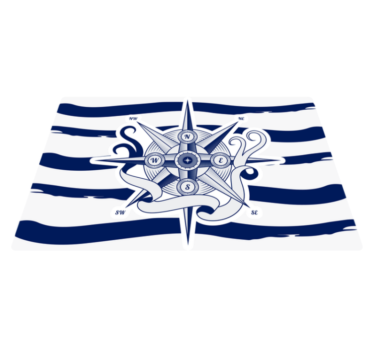 Nautical Compass world map vinyl rug - TenStickers