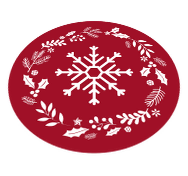 Snowflakes and Holly Christmas vinyl rug - TenStickers