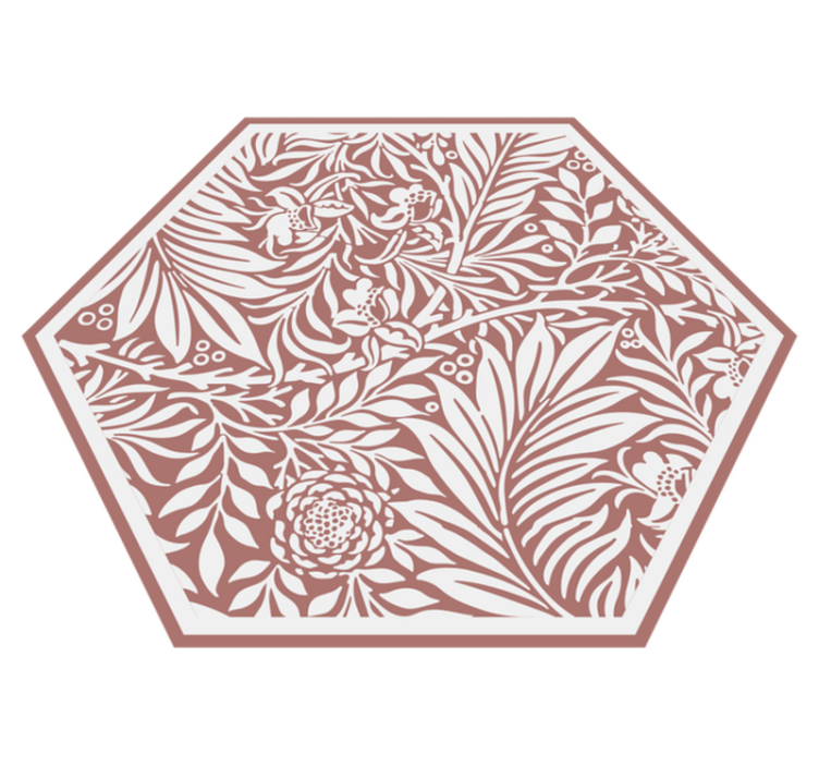 Floral Symmetry Hexagon floral vinyl rug - TenStickers