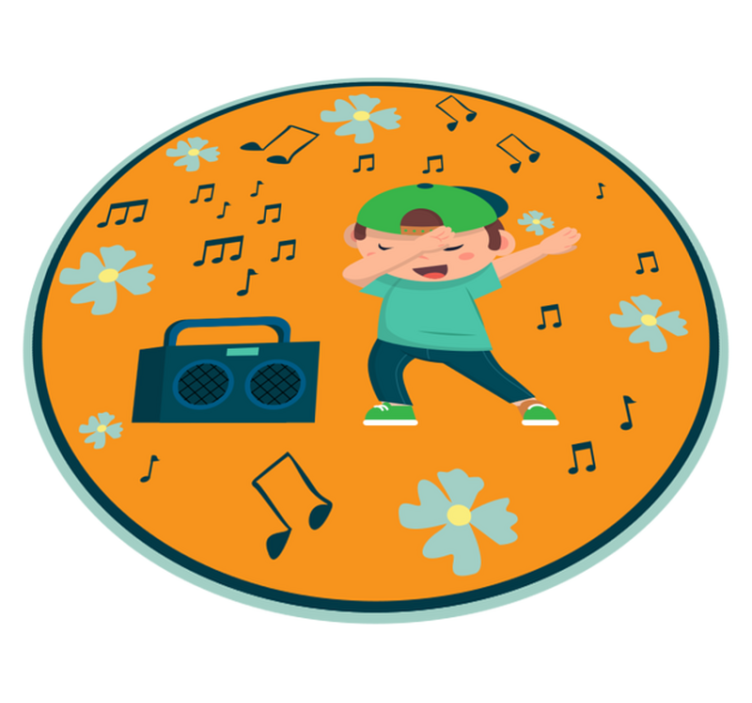 Dancing kid and radio stereo vinyl rug - TenStickers