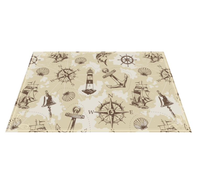 Nautical Exploration Motifs vintage vinyl rug - TenStickers