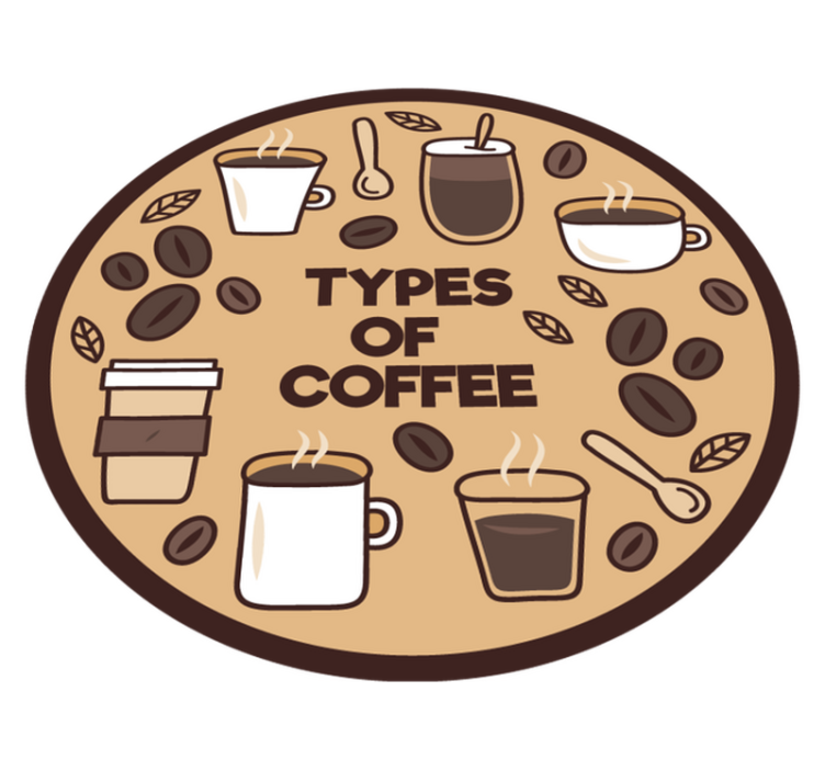 Coffee Varieties Circle kitchen vinyl rug - TenStickers