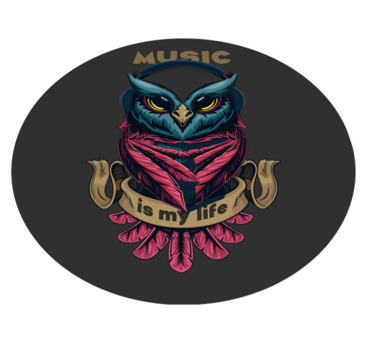 Owl Music Emblem teen vinyl rug - TenStickers