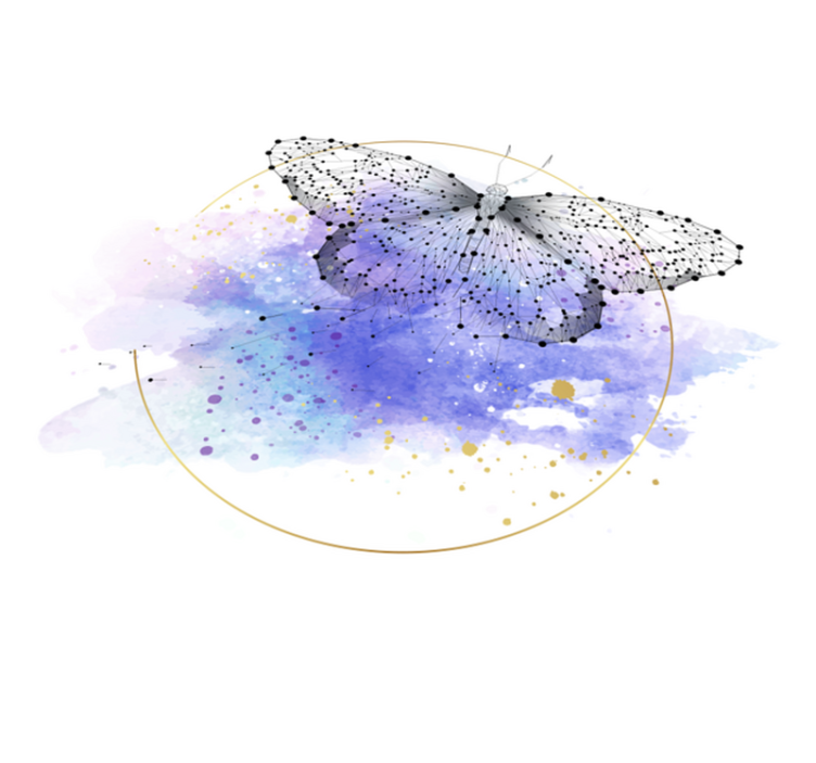 Butterfly Watercolor floral vinyl rug - TenStickers