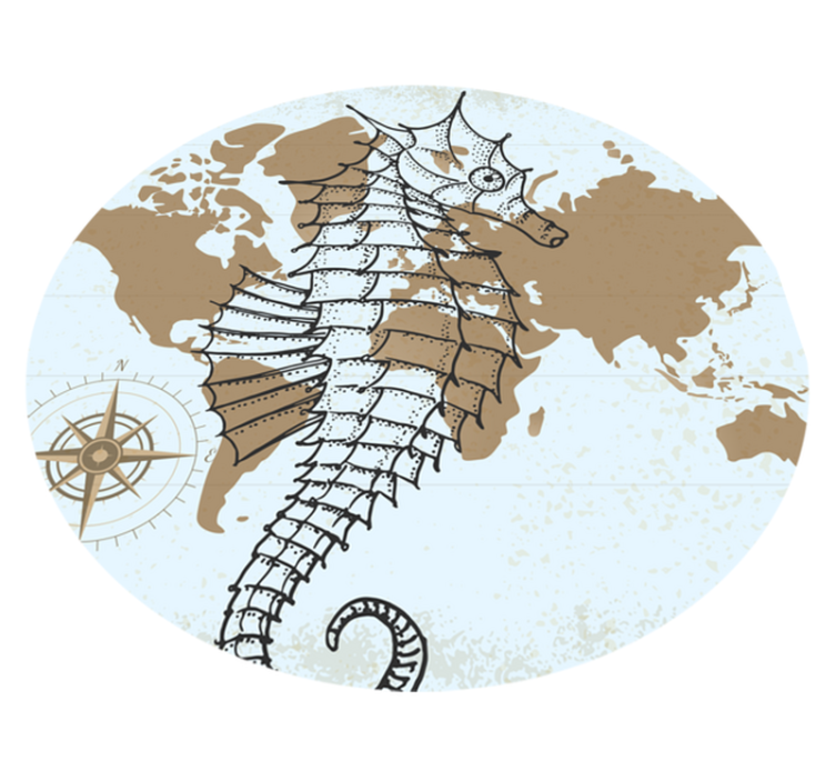 Seahorse Nautical Map animal vinyl rug - TenStickers