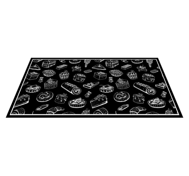 Sweet pastries pattern kitchen floor tiles - TenStickers