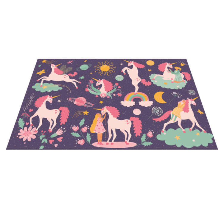 Enchanted Unicorns kids vinyl rug - TenStickers