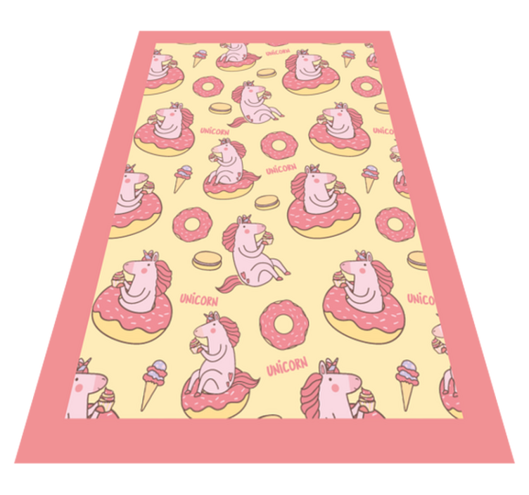Unicorn Doughnut Pattern kids vinyl rug - TenStickers