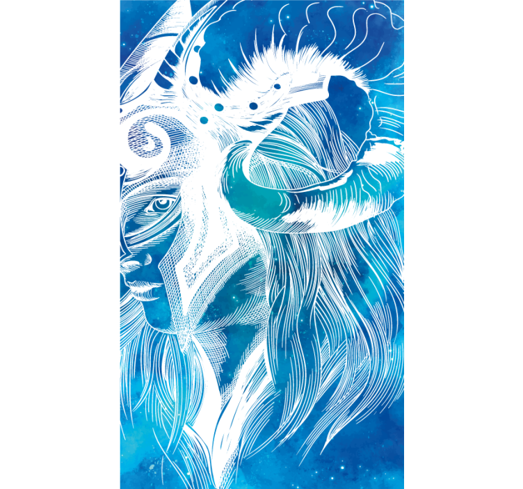 Mythical Caprine Illustration animal vinyl rug - TenStickers