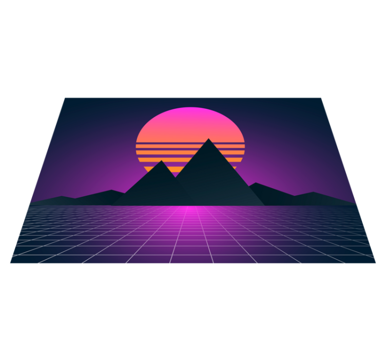 Retro Sunset Geometry vintage vinyl rug - TenStickers
