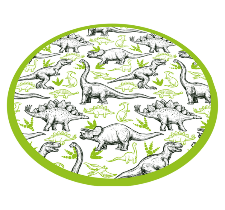 Dinosaur Themed Circle kids vinyl rug - TenStickers